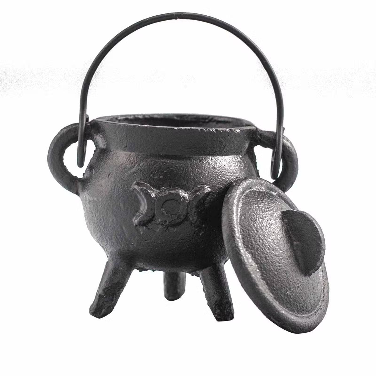 Cast Iron Cauldron with Triple Moon 12x15cm Large
