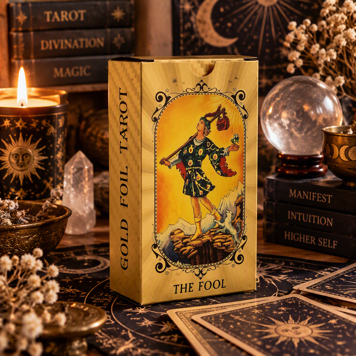 Blue & Gold Luxury Foil Tarot Card Set - All Seeing Eye - with booklet