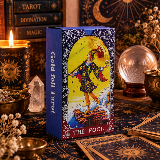 Blue Foil Tarot Card Set - Mandala - with booklet