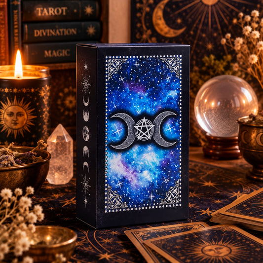 Moon Face Blue Foil Tarot Card Set With booklet