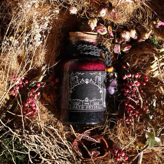 Seduction Witch Bath Spell Potion & Amethyst Crystal Amulet