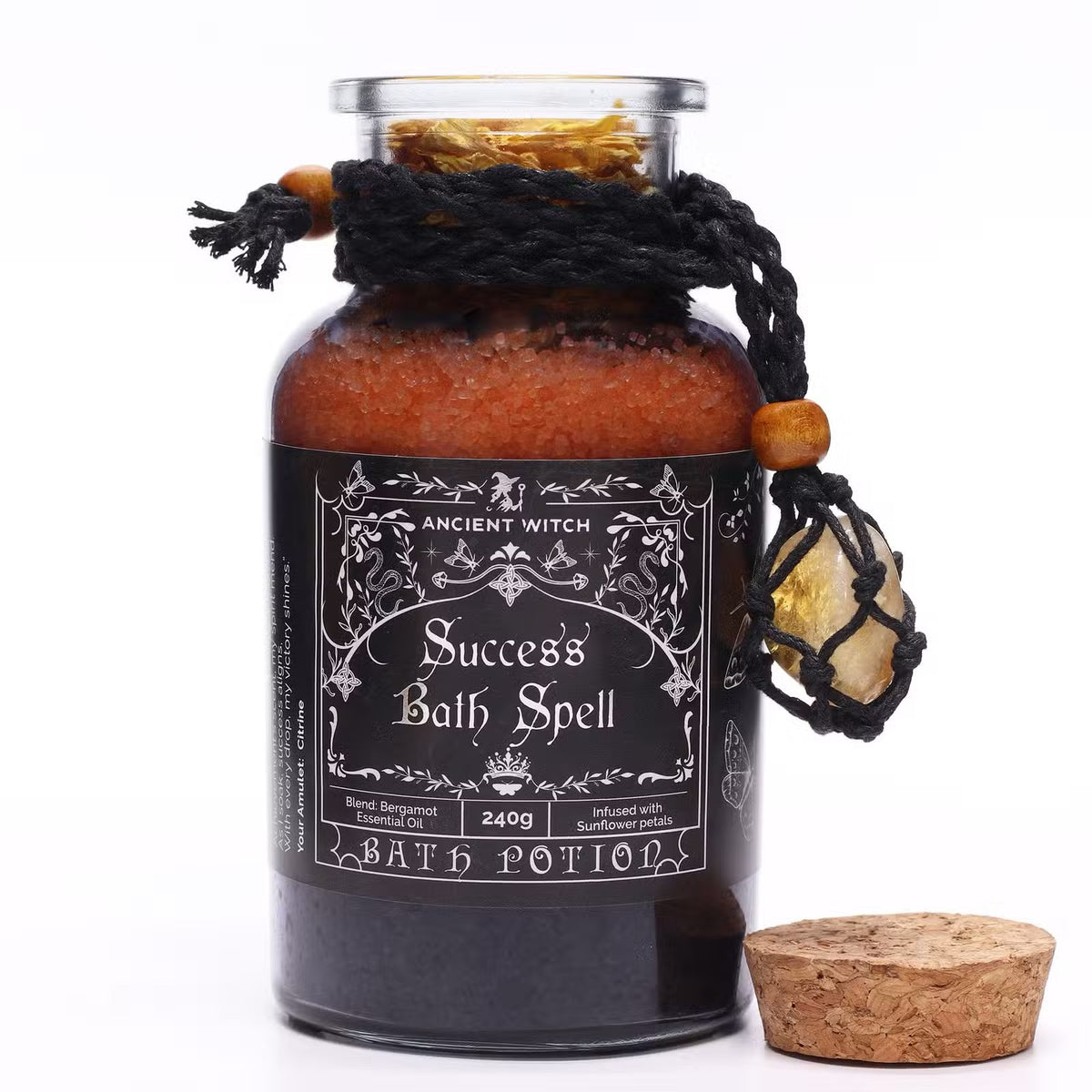Success Witch Bath Spell Potion & Citrine Crystal Amulet