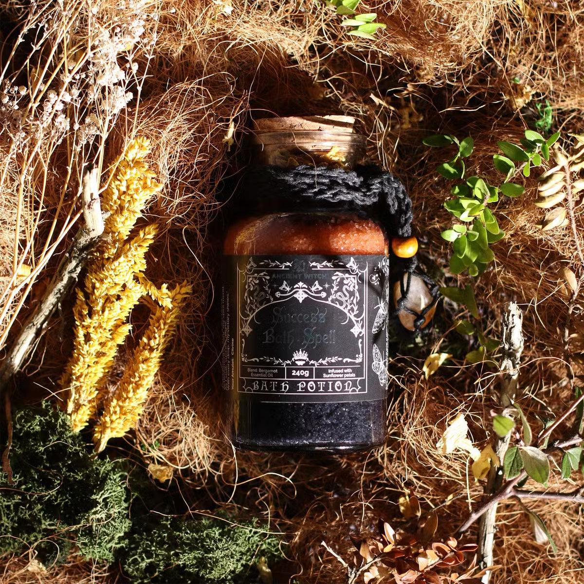Success Witch Bath Spell Potion & Citrine Crystal Amulet