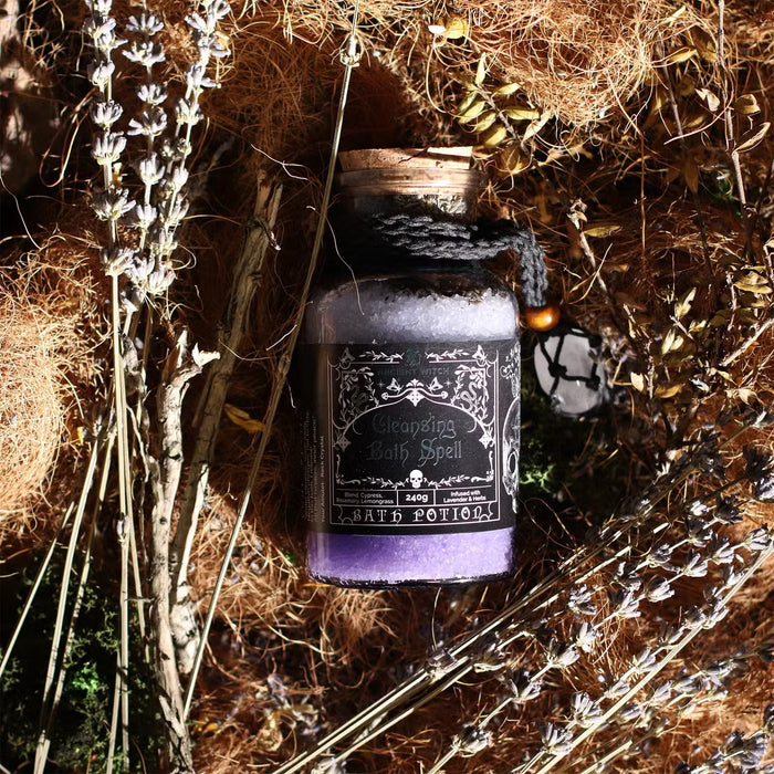 Cleansing Witch Bath Spell Potion & Rock Crystal Amulet