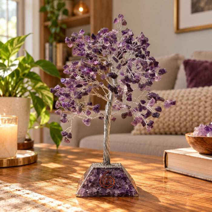 Amethyst Gemstone Tree with Orgonite Base - 320 Stone