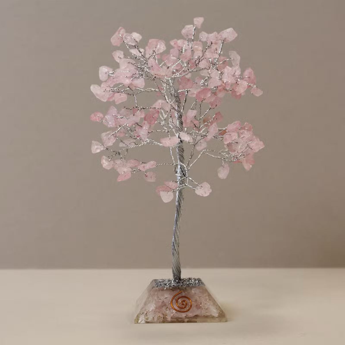 Rose Quartz Gemstone Tree with Orgonite Base - 160 Stone