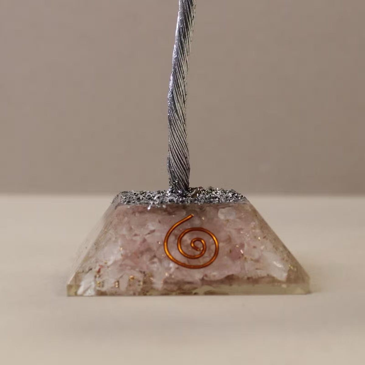 Rose Quartz Gemstone Tree with Orgonite Base - 320 Stone