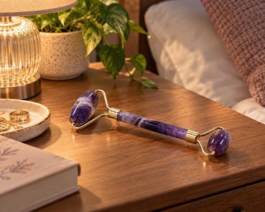 Amethyst Gemstone Face Roller with Pouch