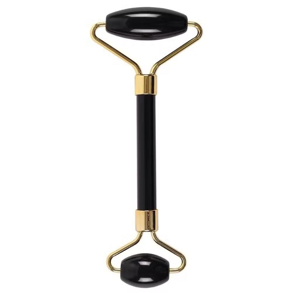Black Obsidian Gemstone Face Roller with Pouch