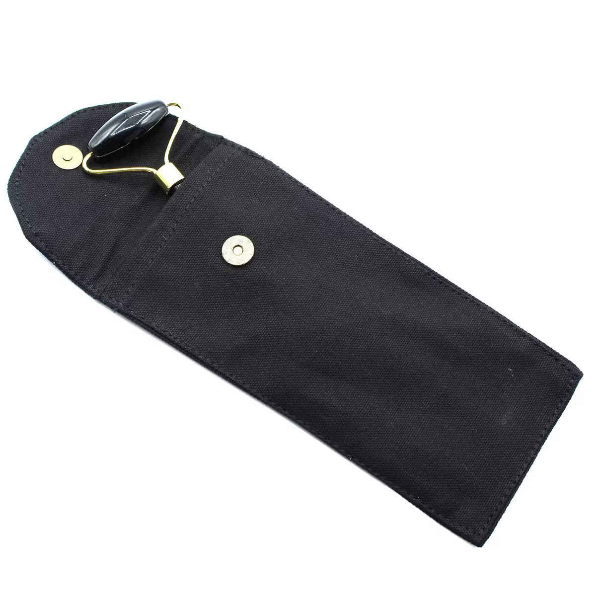 Black Obsidian Gemstone Face Roller with Pouch