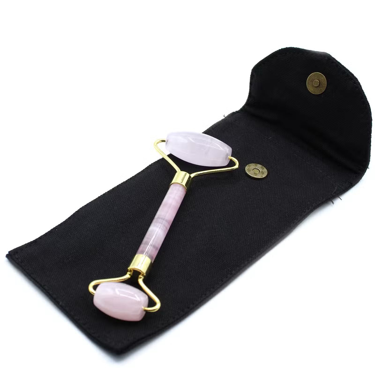 Rose Quartz Gemstone Face Roller with Pouch