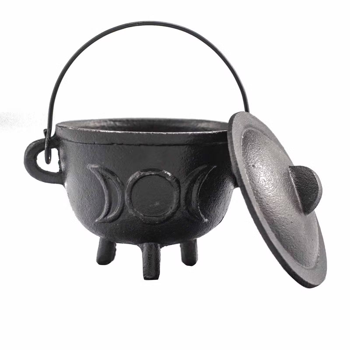 Cast Iron Cauldron with Triple Moon 11x13cm Medium