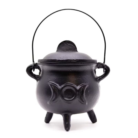 Cast Iron Cauldron with Triple Moon 12x15cm Large