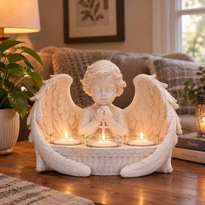 Prayers to Heaven Cherub Tea Light Holder 14.5cm