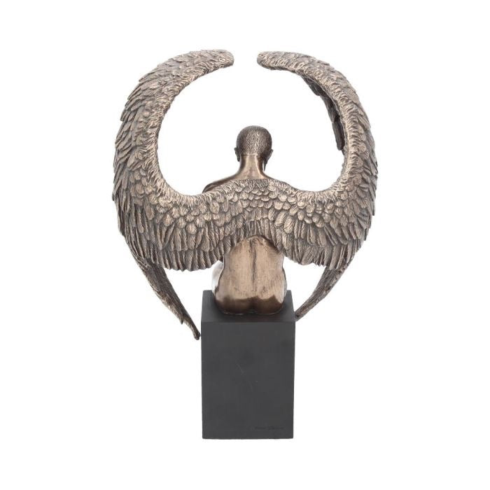 Bronzed Religious Contemplative Angel's Reflection Figurine 26cm