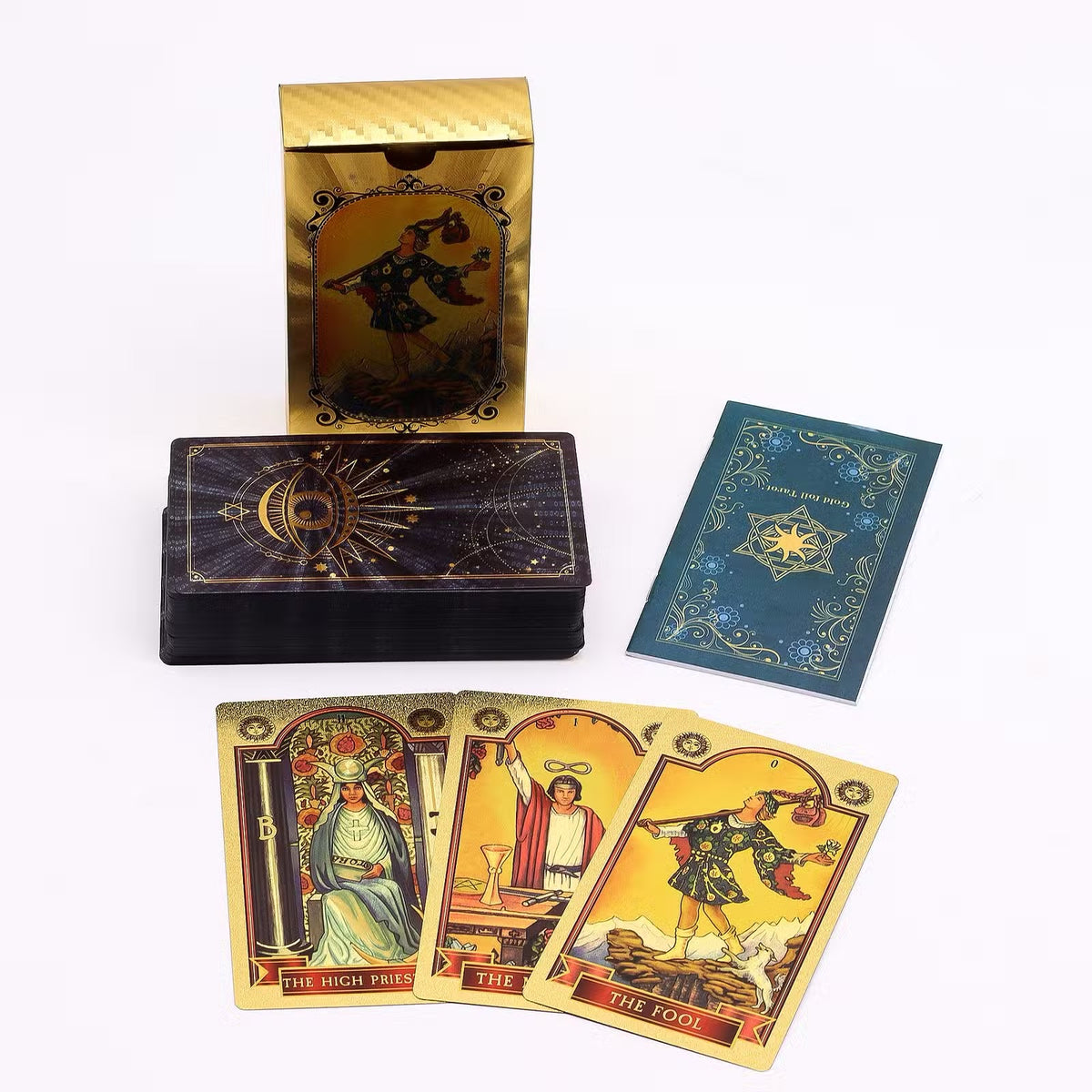 Blue & Gold Luxury Foil Tarot Card Set - All Seeing Eye - with booklet