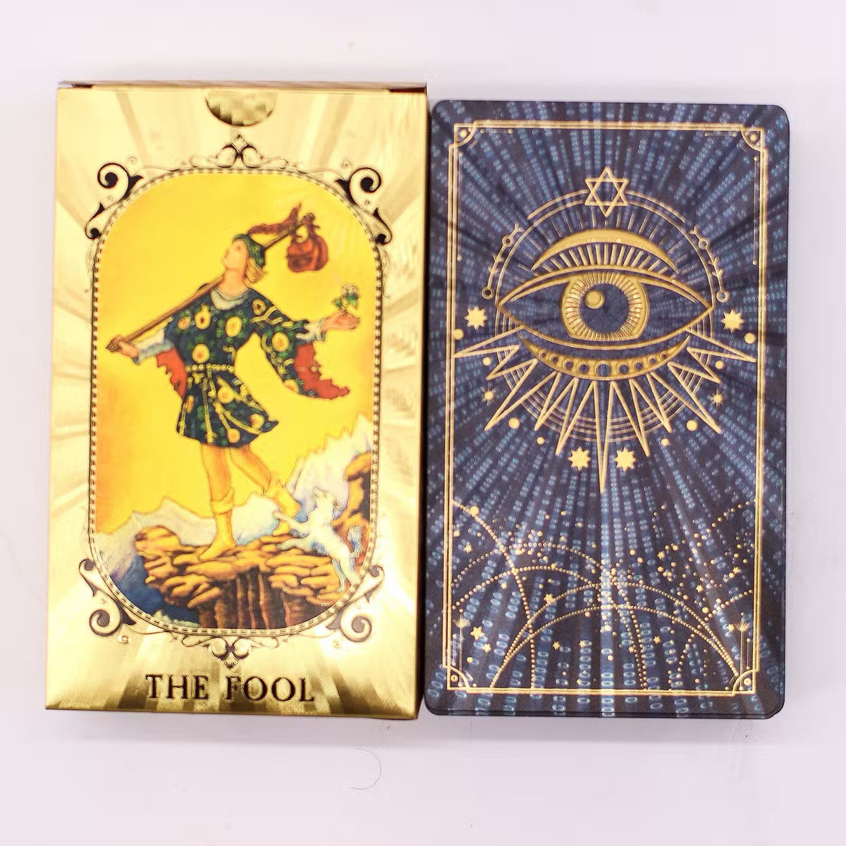 Blue & Gold Luxury Foil Tarot Card Set - All Seeing Eye - with booklet