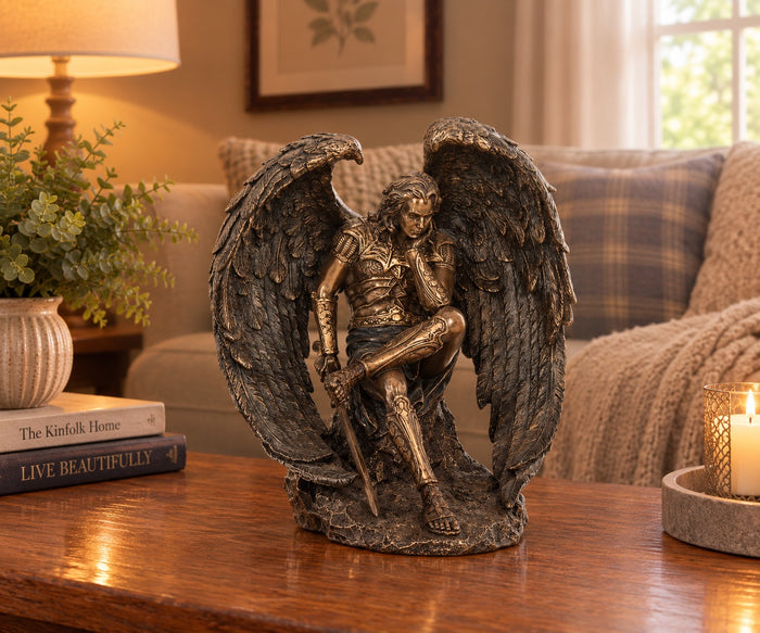 Bronzed Lucifer The Fallen Angel Religious Figurine. 21cm