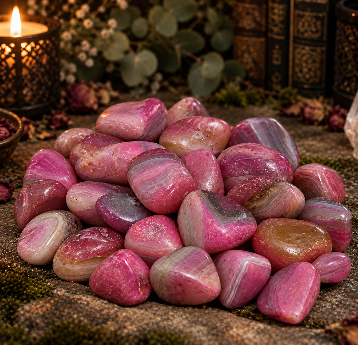 Pink Banded Agate Tumble Stone