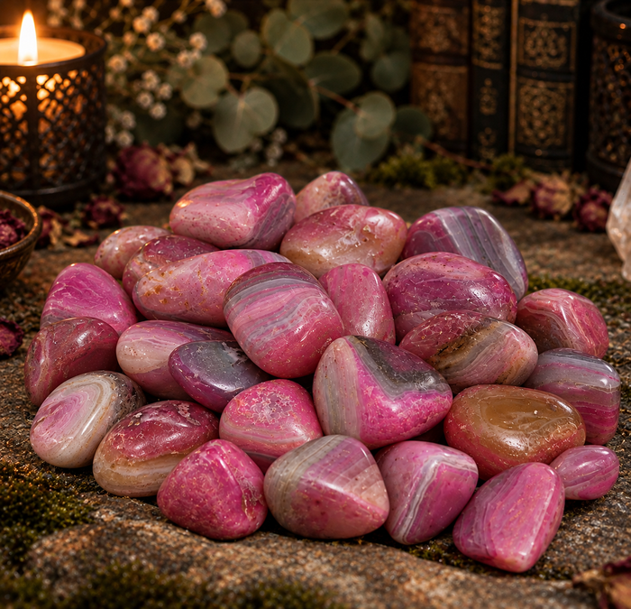 Pink Banded Agate Tumble Stone